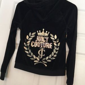 JUICY couture black velvet zip up hoodie!